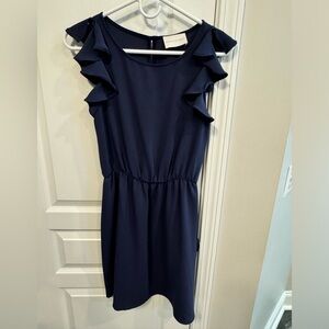 French Grey Navy Blue Dress
